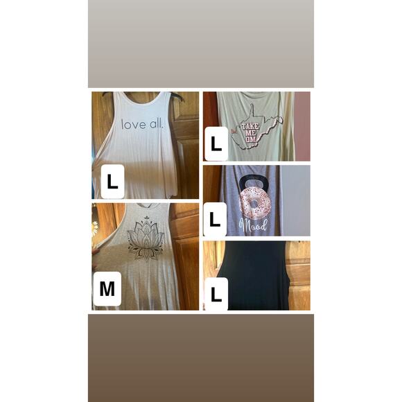 Bundle of 5 Graphic & Yoga tanks- Sz L & M - Picture 1 of 8